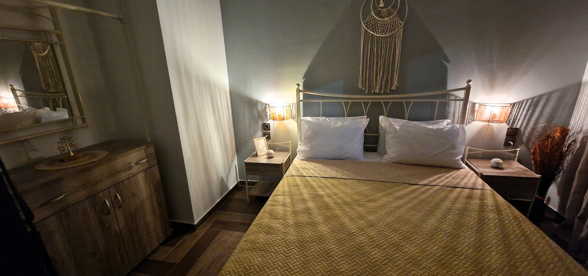 Double bed — intimate evening setting